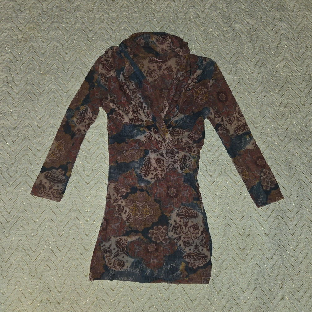 Long Sleeve Floral Wrap Dress in Multicolor
